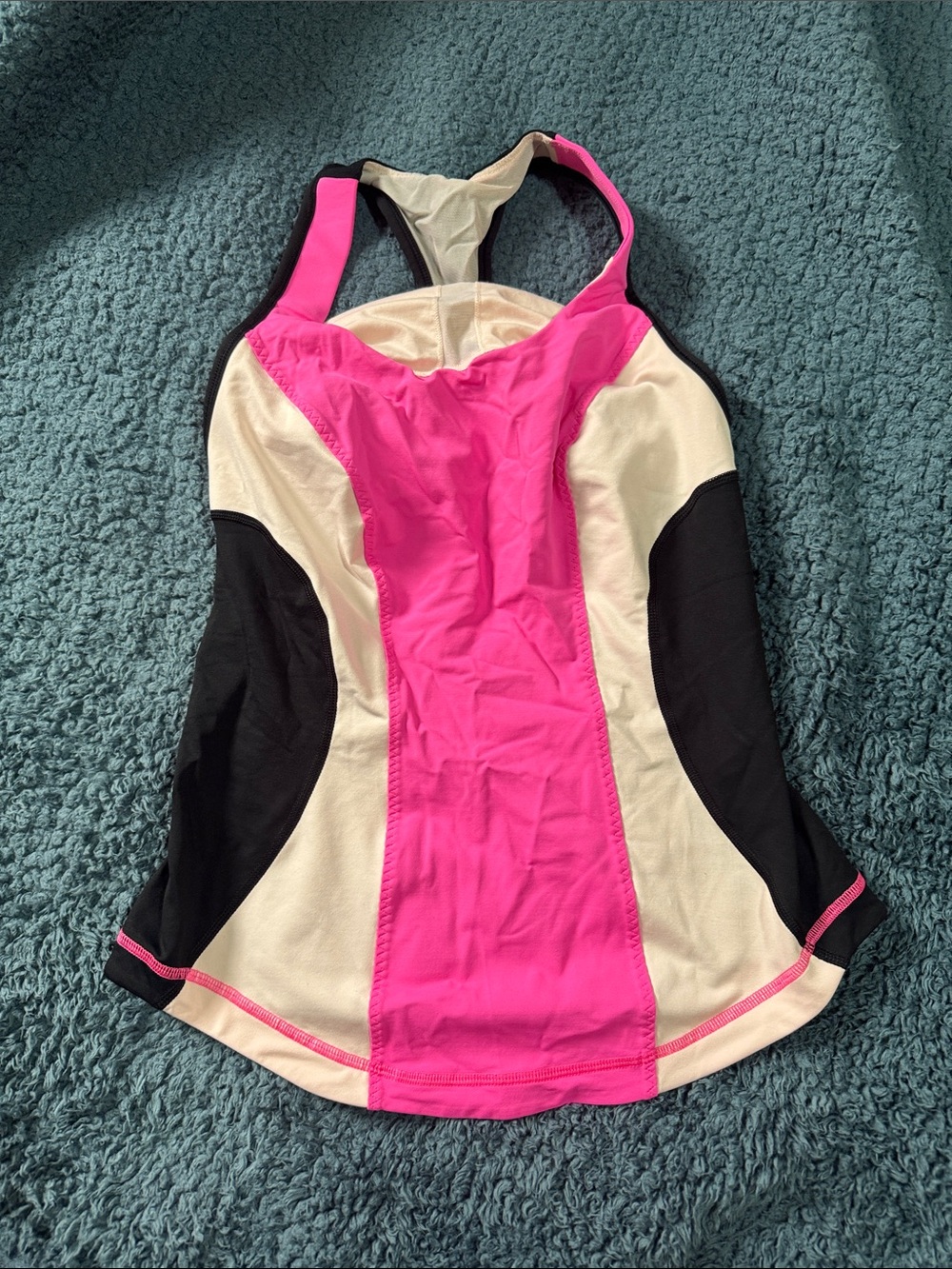 lululemon athletica Pink Cream and Black Racerback Tank